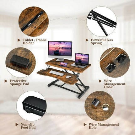 Standing Desk Converter, Gas Spring, Keyboard Tray, Tablet Holder