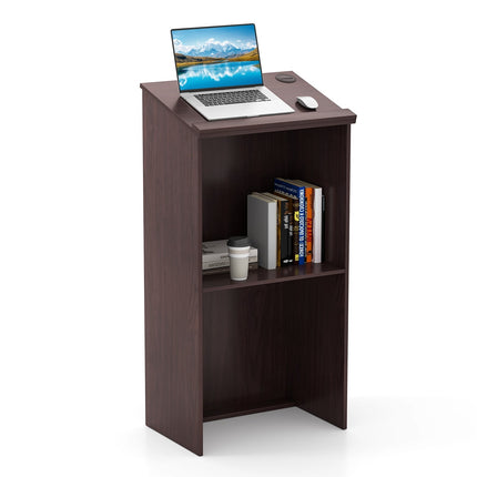 Standing Desk Lectern with Shelf & Cable Management