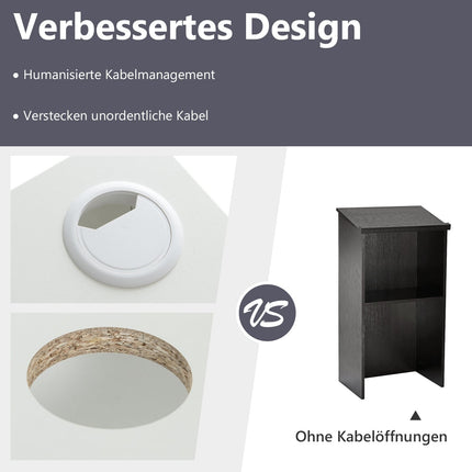 Standing Lectern with Shelf and Cable Management, White