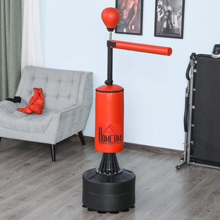 Standing punching bag with accessories, adjustable height
