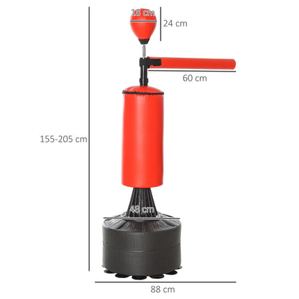 Standing punching bag with accessories, adjustable height