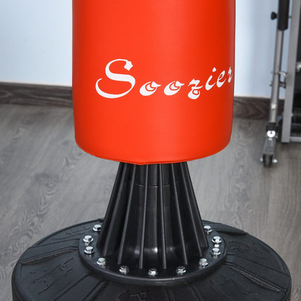Standing punching bag with accessories, adjustable height
