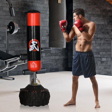 Freestanding punching bag, suction base, 180cm, black/red