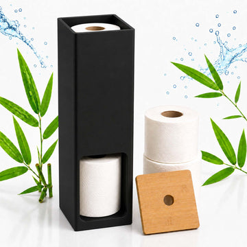 Standing Toilet Roll Holder for 4 Rolls, Wall-Mountable, Black