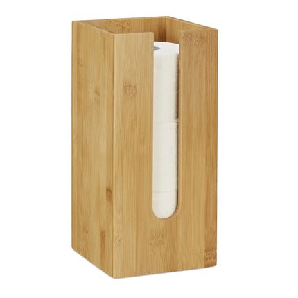 Standing bamboo toilet paper holder