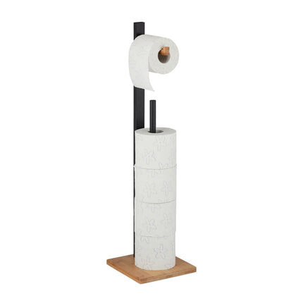 Standing bamboo toilet paper holder
