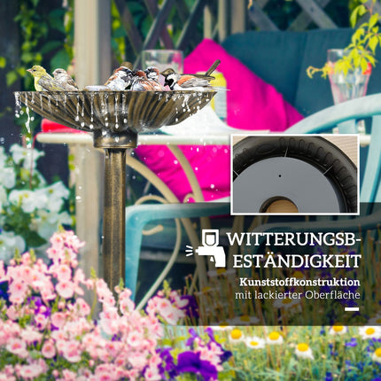 Staand vogelbad, vogelbad van kunststof, vorstbestendig vogelbassin, winterbestendige waterdrinker voor wilde vogels, waterbak, waterpunt voor tuin, terras, balkon, 49,5 x 38 x 81 cm, brons