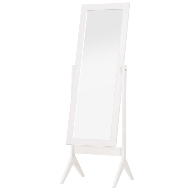 Tall full-length mirror with stand, MDF, white, 47x46x148cm