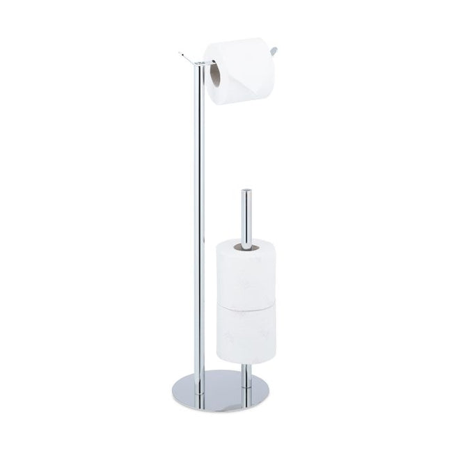 Staande toiletrolhouder in zilver