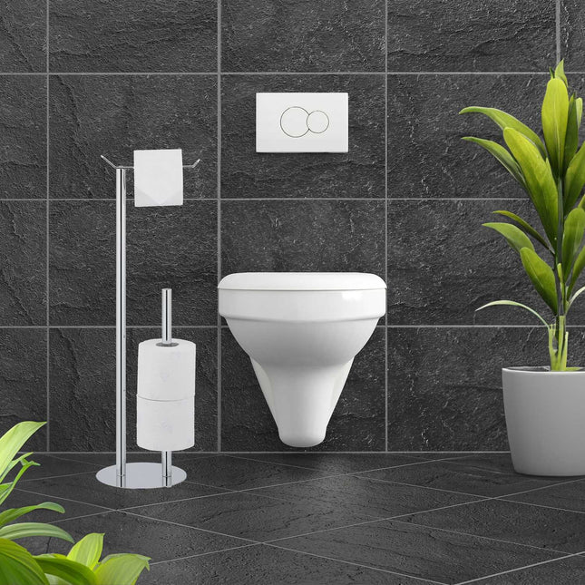 Staande toiletrolhouder in zilver