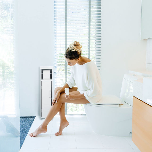 Staande toiletrolhouder in het wit