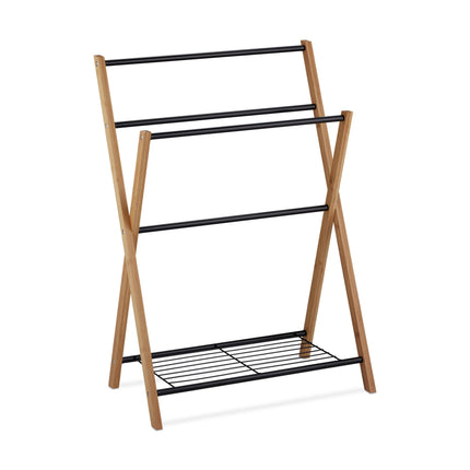 Standing towel rail with shelf