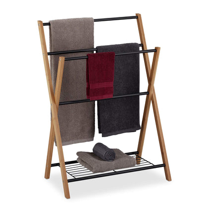 Standing towel rail with shelf