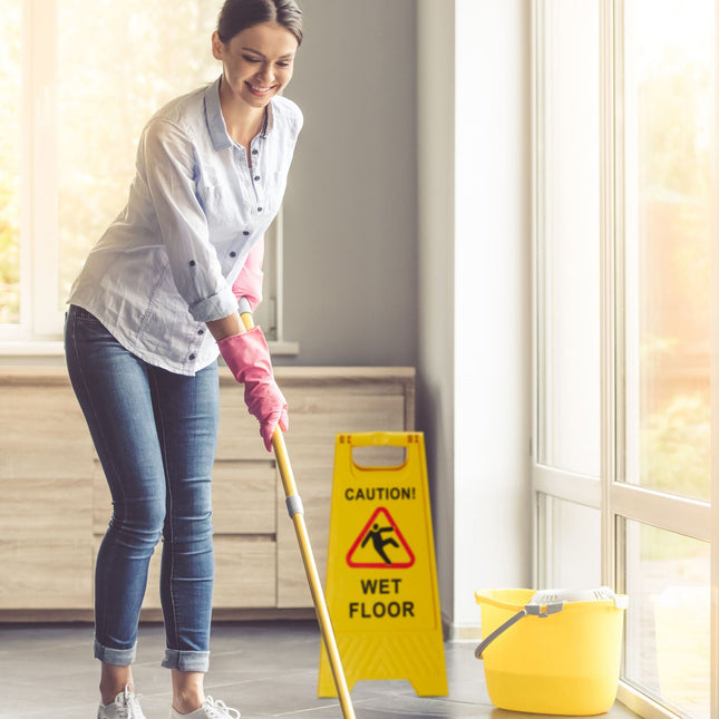 Stand-up display for slip hazard English set of 2