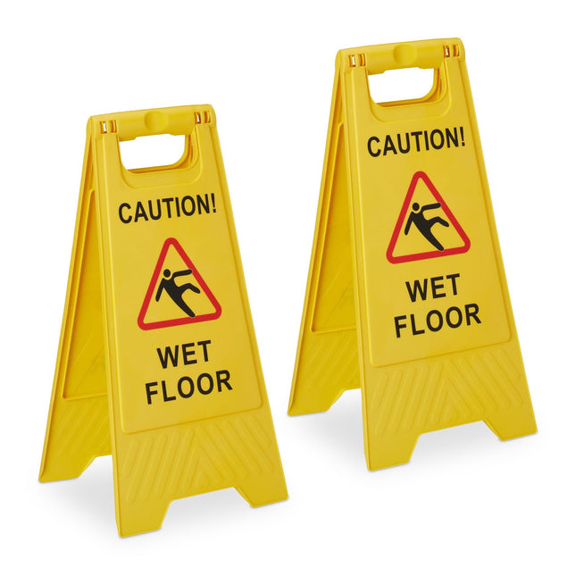 Stand-up display for slip hazard English set of 2