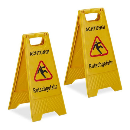 Stand-up display for slip hazard in a set of 2