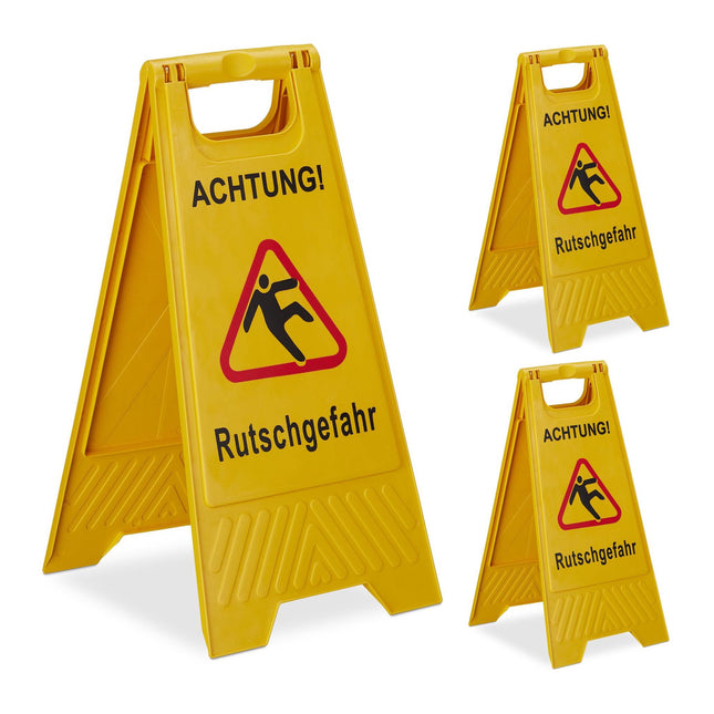 Stand-up display for slip hazard in a set of 3