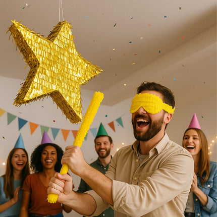Star Piñata Set with Stick and Blindfold