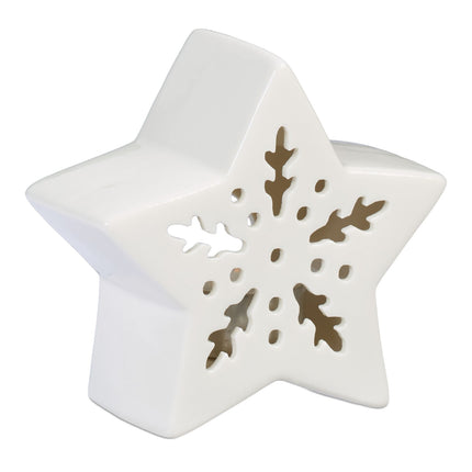 Star-Shaped Ceramic Tealight Holder, White