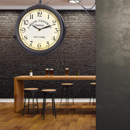 Station clock double-sided