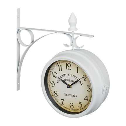 Station clock double-sided in white