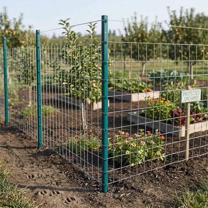 Steel Fence Posts with Ground Anchors, 90 cm, Set of 10