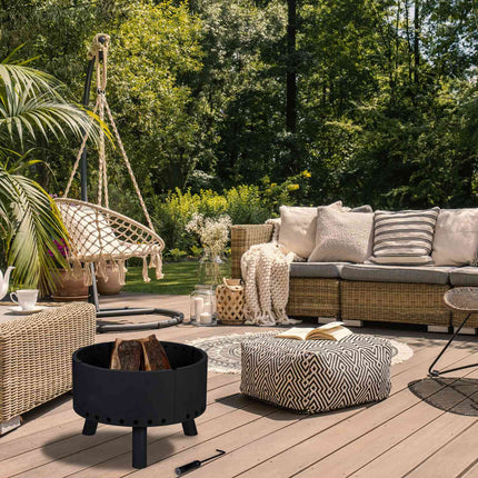 Steel Fire Bowl with Spark Guard and Heat Shield