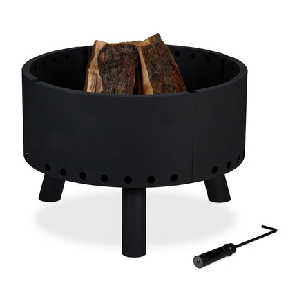 Steel Fire Bowl with Spark Guard and Heat Shield