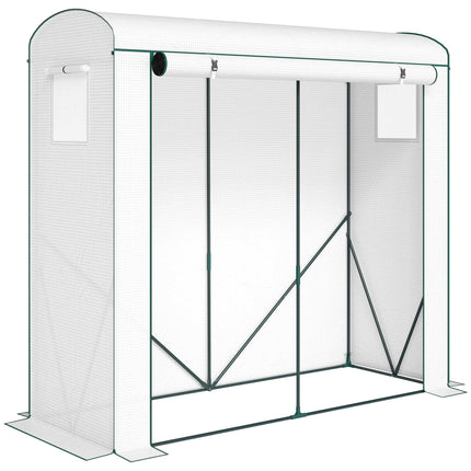 Steel Frame Greenhouse with Roll-Up Door, 200 x 75 x 188 cm