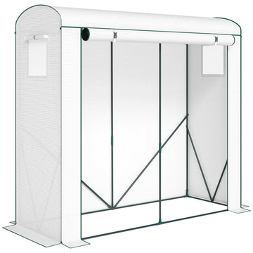Steel Frame Greenhouse with Roll-Up Door, 200 x 75 x 188 cm