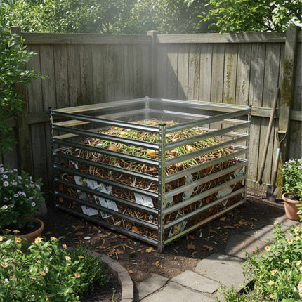 Steel Garden Composter, Open Slatted Design, Galvanised