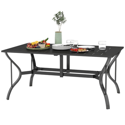 Outdoor dining table in steel - 150x90cm, weatherproof, black
