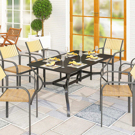 Outdoor dining table in steel - 150x90cm, weatherproof, black