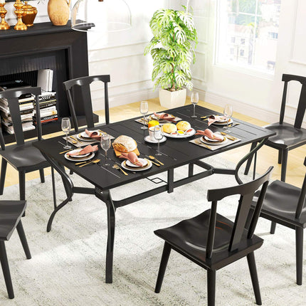 Outdoor dining table in steel - 150x90cm, weatherproof, black