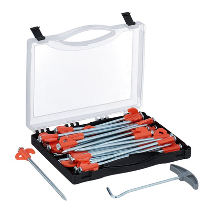 Steel Ground Pegs, 30-Pack with Storage Box