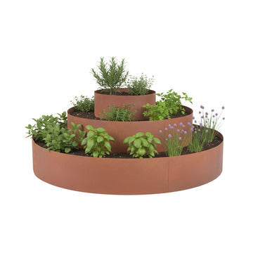 Steel Herb Pyramid Planter, 3-Piece, Rust Finish, 40/80/120 cm