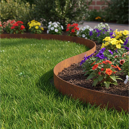 Steel Lawn Edging – Rust-Look, Flexible, Weed Barrier