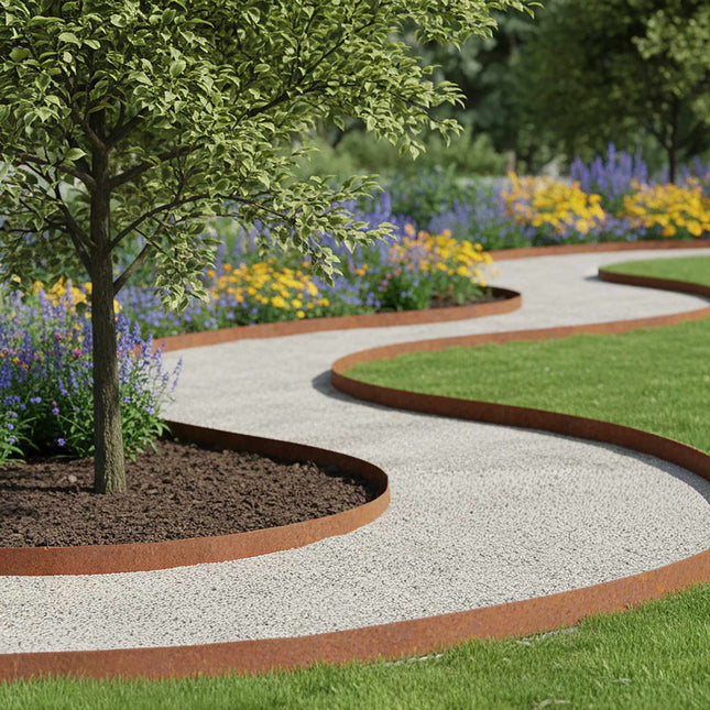 Steel Lawn Edging – Rust-Look, Flexible, Weed Barrier