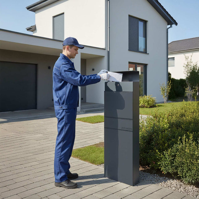 Steel Letterbox, Anthracite, Freestanding with Lock