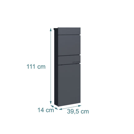 Steel Letterbox, Anthracite, Freestanding with Lock