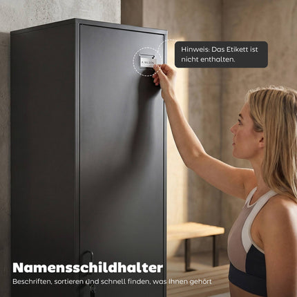 Steel Locker Cabinet with Lock, Ventilation, Black, 179H cm