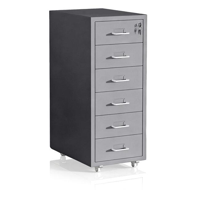 Steel Mobile Desk Pedestal, 6 Drawers, Lockable
