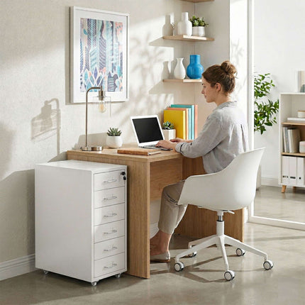 Steel Mobile Desk Pedestal, 6 Drawers, Lockable