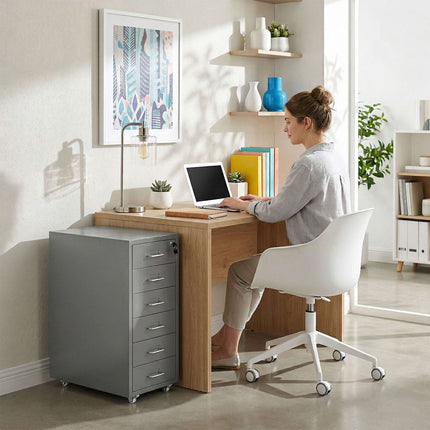 Steel Mobile Desk Pedestal, 6 Drawers, Lockable