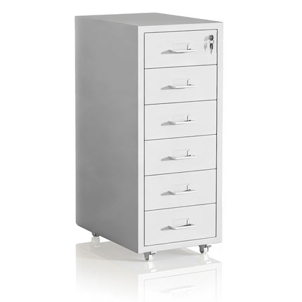 Steel Mobile Desk Pedestal, 6 Drawers, Lockable