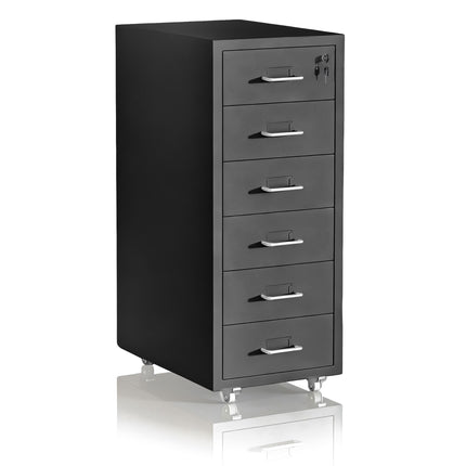 Steel Mobile Desk Pedestal, 6 Drawers, Lockable