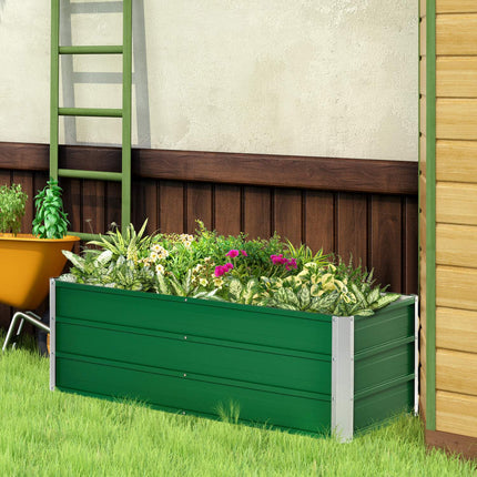 Steel garden bed with gloves, green, 125x47x40cm