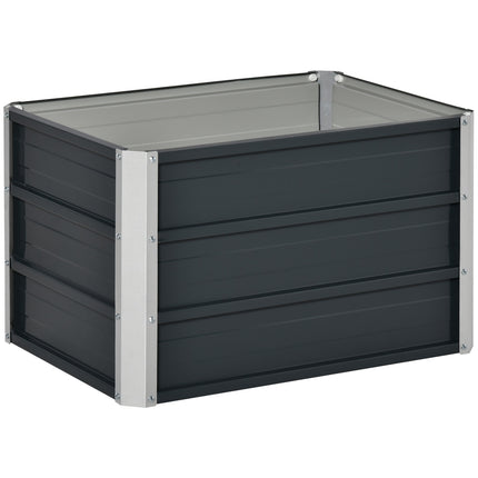 Steel raised garden pot with gloves, dark grey