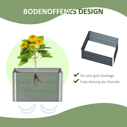Steel raised garden pot with gloves, dark grey