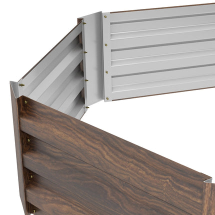 Hexagonal raised garden bed, wood effect, dark brown